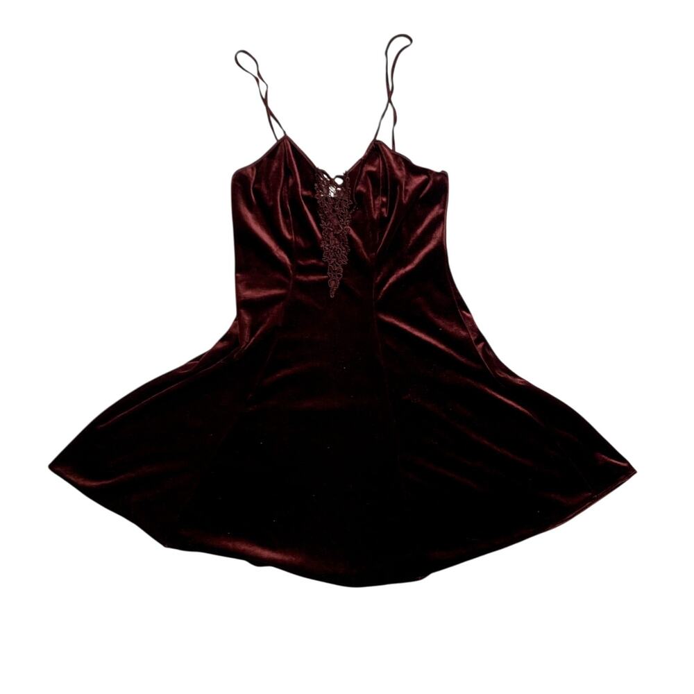 Dark Red wine fit flare Floral Lace Vampire Romantic Whimsical Goth Slip Dress